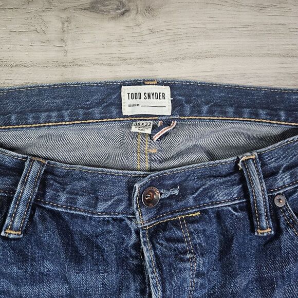 Todd Snyder Mens 38x29 Straight Fit Selvedge Jeans Mid-Blue Denim Button Fly - Picture 2 of 8